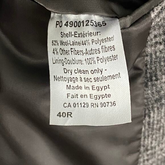 Lauren Ralph Lauren Overcoat Men's 40 Regular Wool Blend Black & White Plaid - Picture 8 of 10